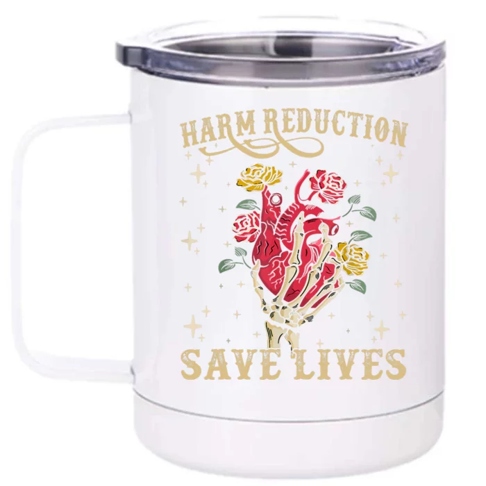 Harm Reduction Save Lives Skeleton Front & Back 12oz Stainless Steel Tumbler Cup