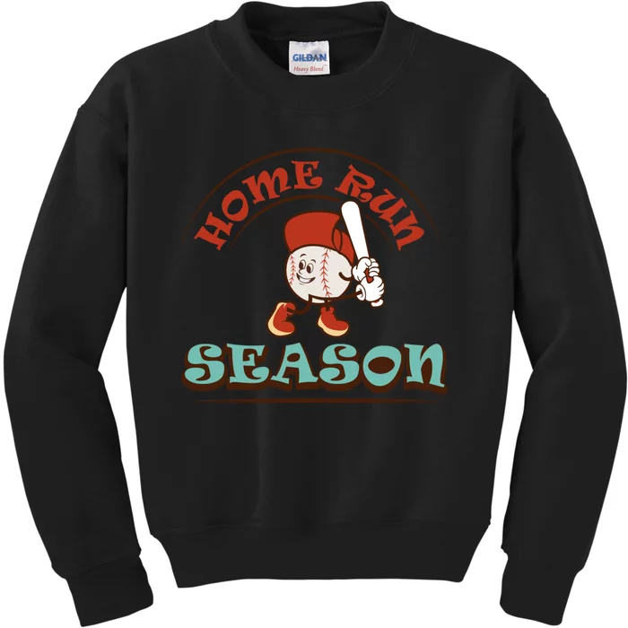 Home Run Season Perfect Gift For Siblings And Sports Fans Kids Sweatshirt