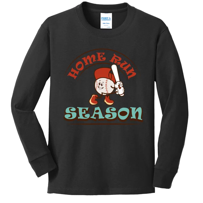 Home Run Season Perfect Gift For Siblings And Sports Fans Kids Long Sleeve Shirt