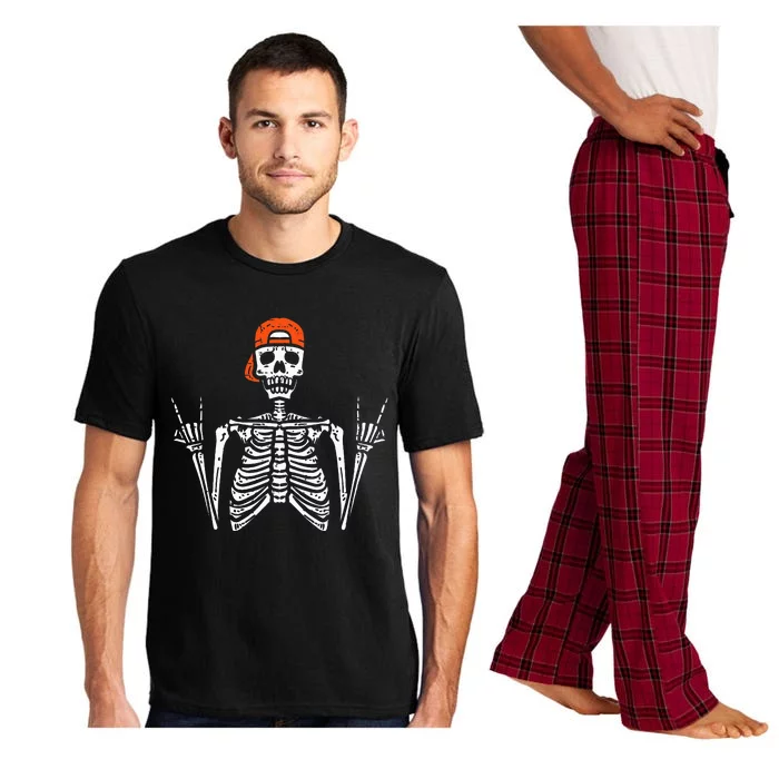 Halloween Rocker Skeleton Rock Hand Skater Cool Pajama Set