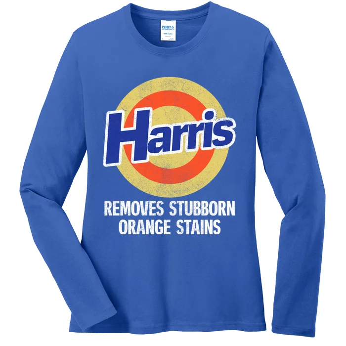 Harris Removes Stubborn Orange Stains Kamala Harris 2024 Gift Ladies Long Sleeve Shirt