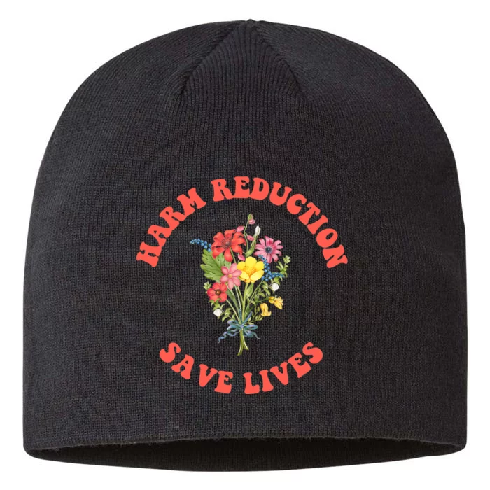 Harm Reduction Save Lives Floral Trending Gift 8 1/2in Sustainable Knit Beanie