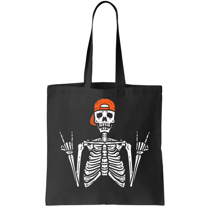 Halloween Rocker Skeleton Rock Hand Skater Cool Boy Tote Bag