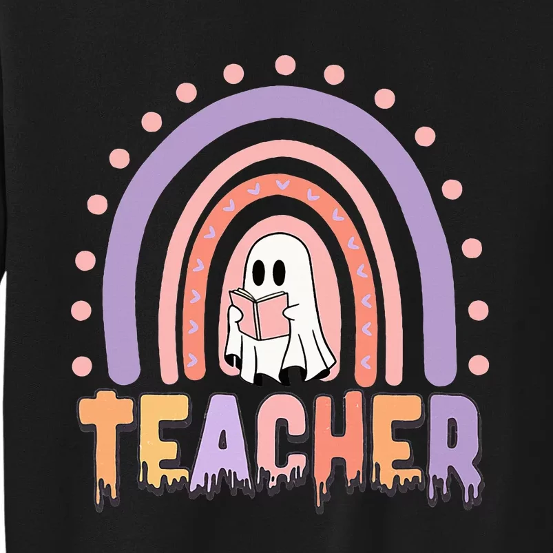 Halloween Rainbow Teacher Reading Ghost Sweatshirt