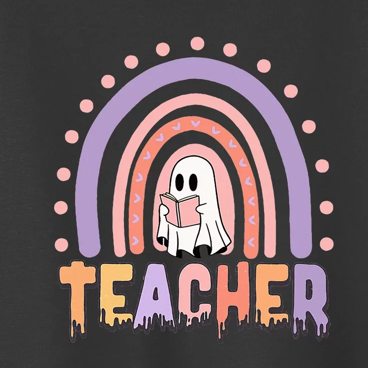 Halloween Rainbow Teacher Reading Ghost Toddler T-Shirt