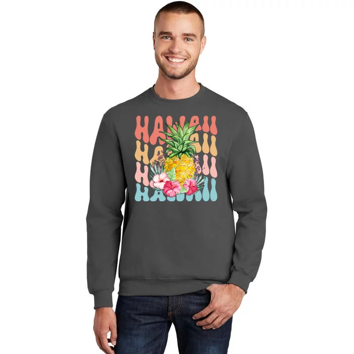 Hawaii Retro Tropical Pineapple Floral Tall Sweatshirt