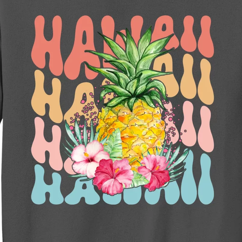 Hawaii Retro Tropical Pineapple Floral Tall Sweatshirt