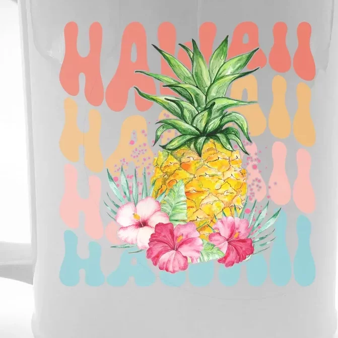 Hawaii Retro Tropical Pineapple Floral Front & Back Beer Stein