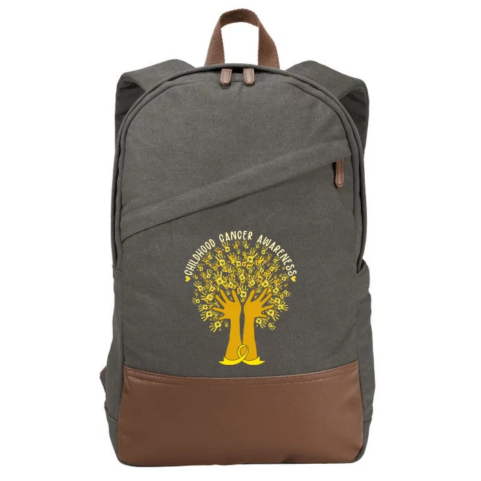 Handprint Ribbon Tree Childhood Cancer Awareness Cotton Canvas Backpack