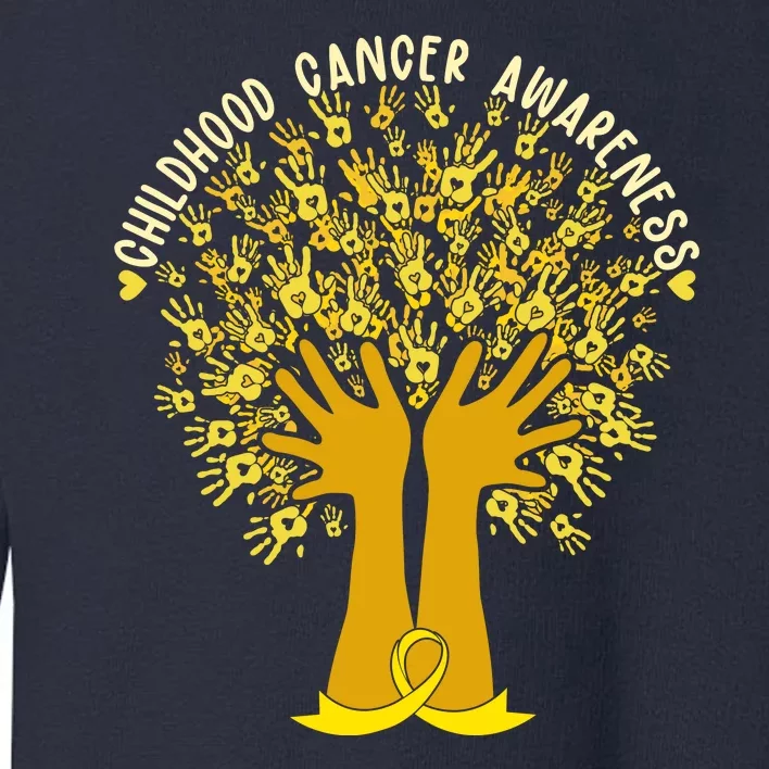 Handprint Ribbon Tree Childhood Cancer Awareness Toddler Sweatshirt