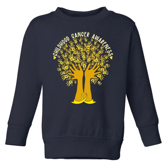 Handprint Ribbon Tree Childhood Cancer Awareness Toddler Sweatshirt