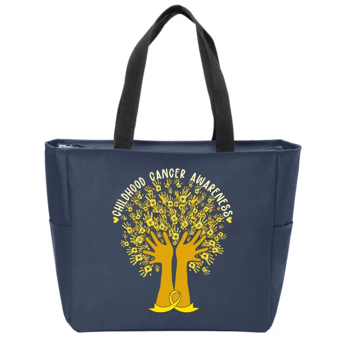 Handprint Ribbon Tree Childhood Cancer Awareness Zip Tote Bag