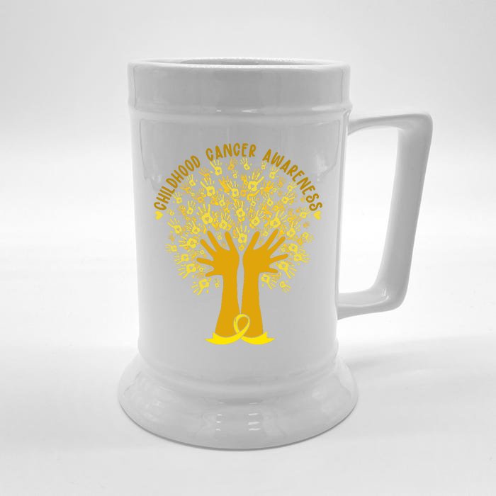 Handprint Ribbon Tree Childhood Cancer Awareness Front & Back Beer Stein