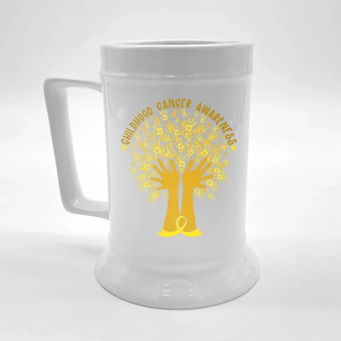 Handprint Ribbon Tree Childhood Cancer Awareness Front & Back Beer Stein