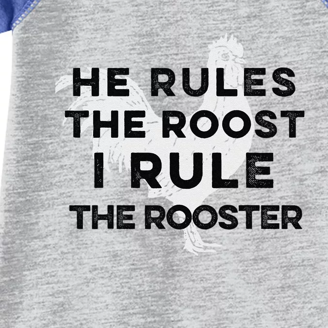 He Rules The Roost I Rule The Rooster Funny Boss Chickens Infant Baby Jersey Bodysuit