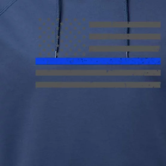 Honor Respect Thin Blue Line Flag Gift Police Gift Performance Fleece Hoodie