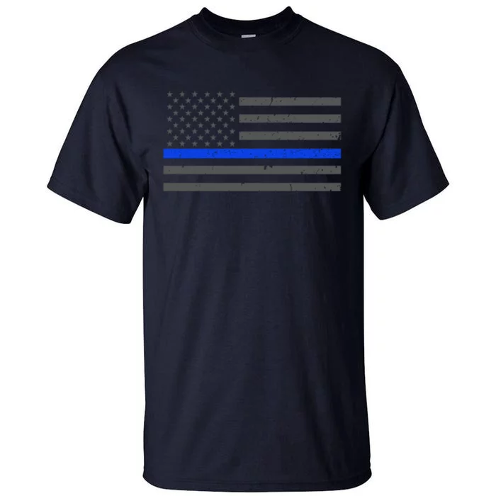 Honor Respect Thin Blue Line Flag Gift Police Gift Tall T-Shirt