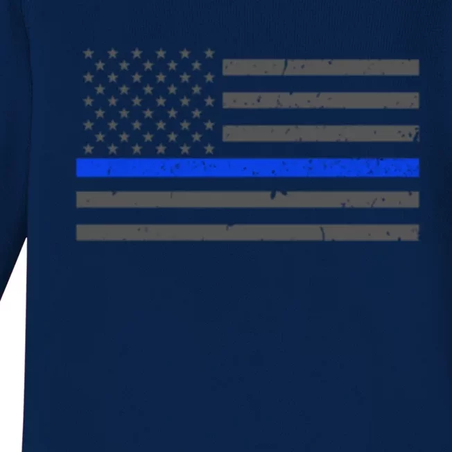 Honor Respect Thin Blue Line Flag Gift Police Gift Baby Long Sleeve Bodysuit