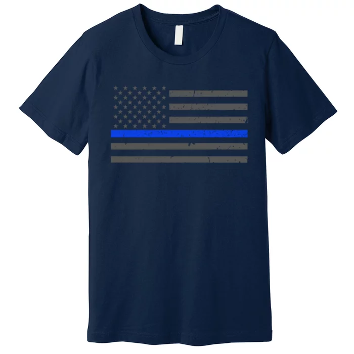 Honor Respect Thin Blue Line Flag Gift Police Gift Premium T-Shirt