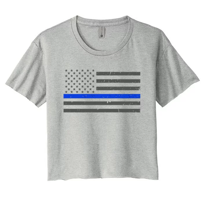 Honor Respect Thin Blue Line Flag Gift Police Gift Women's Crop Top Tee