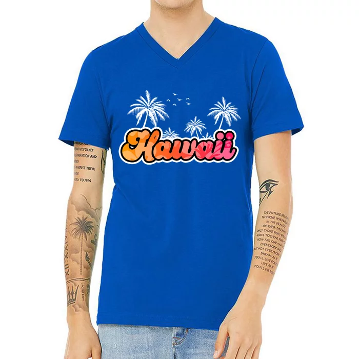 Hawaii Retro Tropical V-Neck T-Shirt