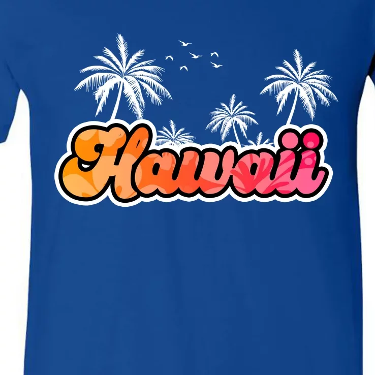 Hawaii Retro Tropical V-Neck T-Shirt