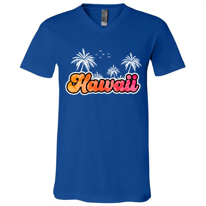 Hawaii Retro Tropical V-Neck T-Shirt