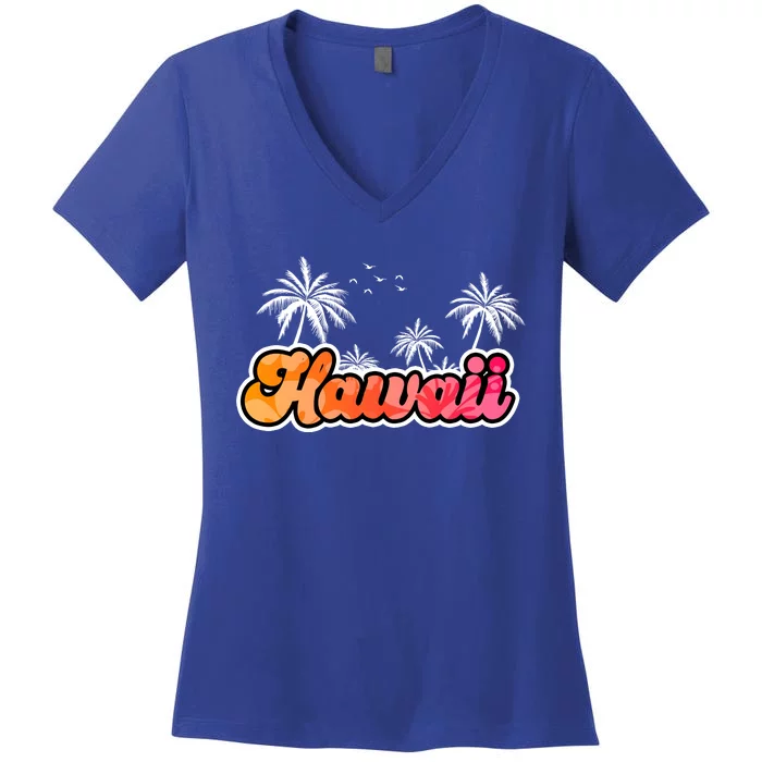 Hawaii Retro Tropical Women's V-Neck T-Shirt