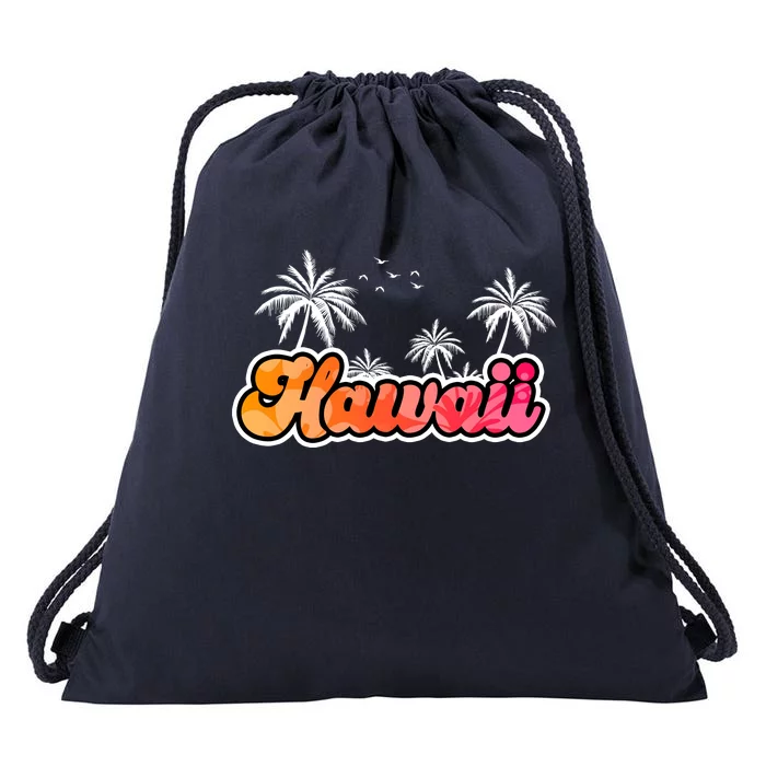 Hawaii Retro Tropical Drawstring Bag