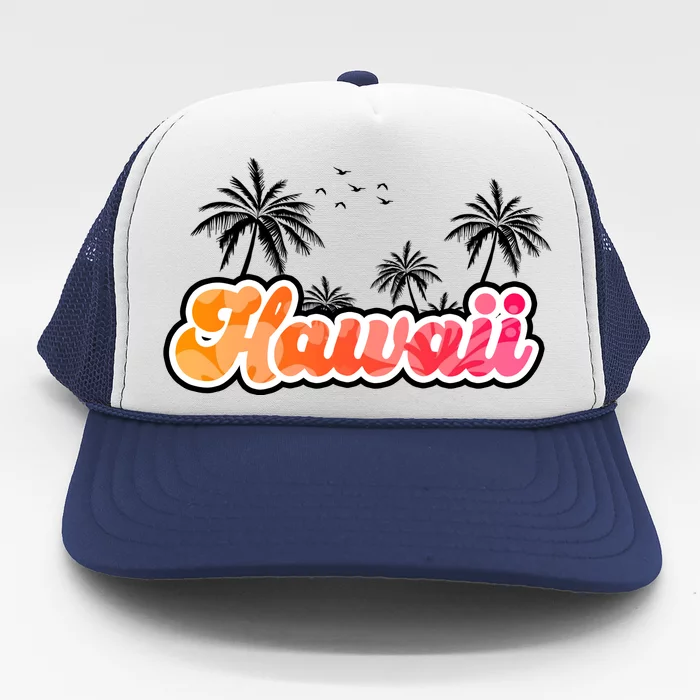 Hawaii Retro Tropical Trucker Hat