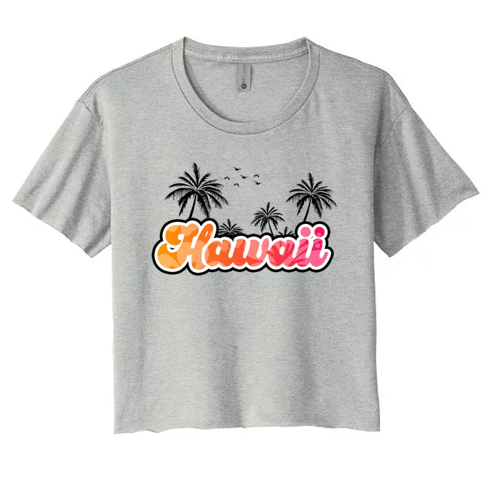 Hawaii Retro Tropical Women's Crop Top Tee