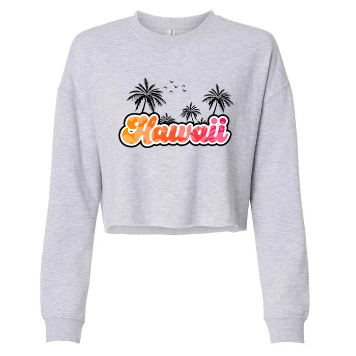 Hawaii Retro Tropical Cropped Pullover Crew