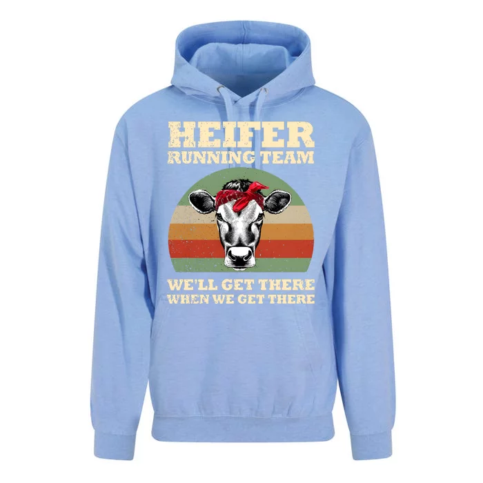 Heifer Running Team Vintage Retro Cow Unisex Surf Hoodie