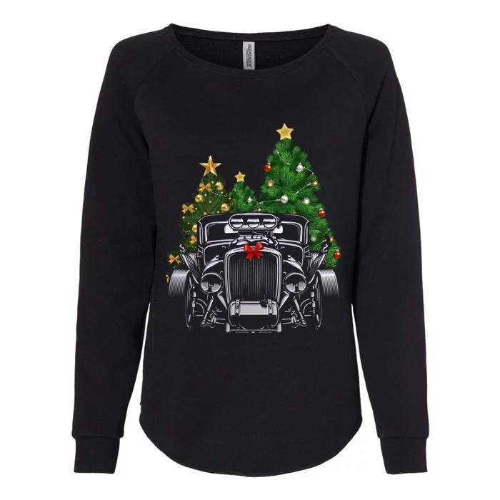 Hot Rod Ugly Christmas Classic American Car Lover Gift Womens California Wash Sweatshirt