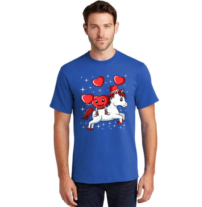 Heart Riding Unicorn Valentines Day Cute Mystical Magical Gift Tall T-Shirt