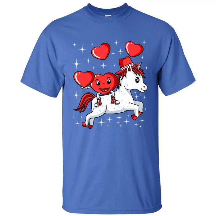 Heart Riding Unicorn Valentines Day Cute Mystical Magical Gift Tall T-Shirt