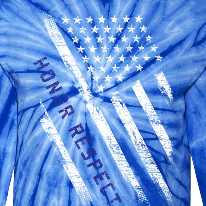 Honor Respect Usa Flag Police Cute Gift Tie-Dye Long Sleeve Shirt