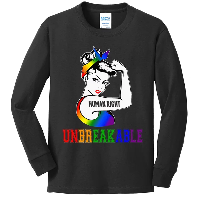 Human Right Unbreakable Lgbt Pride Month Kids Long Sleeve Shirt