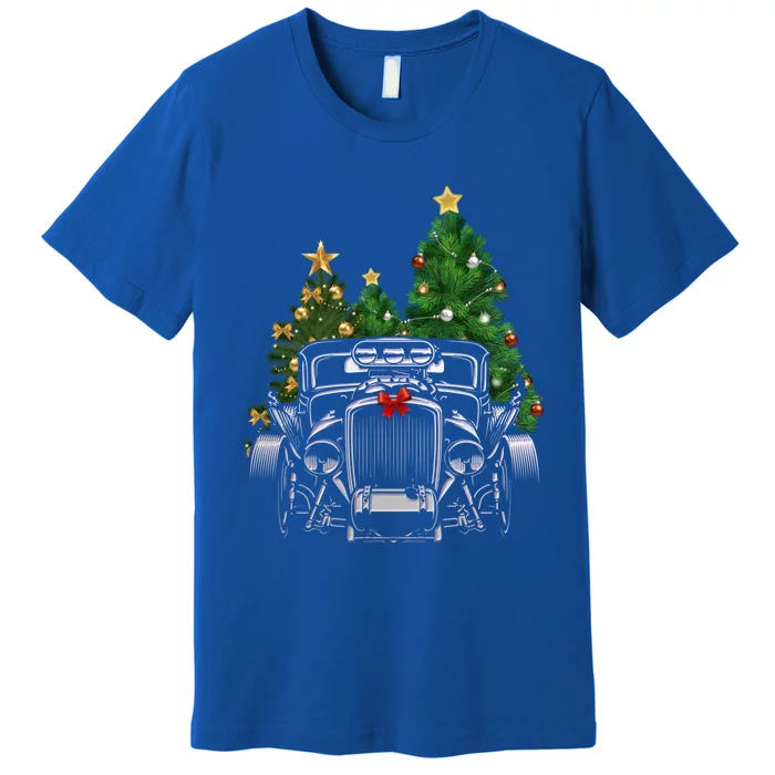 Hot Rod Ugly Christmas Classic American Car Lover Gift Funny Gift Premium T-Shirt