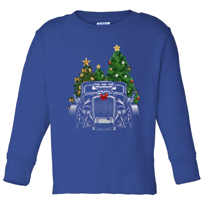 Hot Rod Ugly Christmas Classic American Car Lover Gift Funny Gift Toddler Long Sleeve Shirt