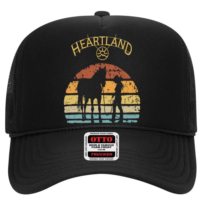 Heartland Retro Vintage Sunset High Crown Mesh Trucker Hat