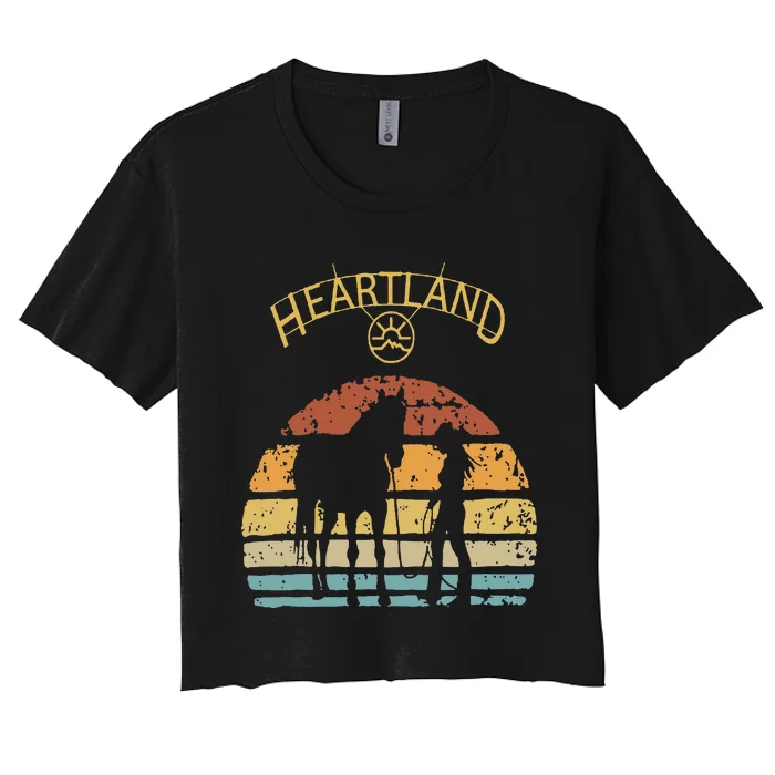 Heartland Retro Vintage Sunset Women's Crop Top Tee