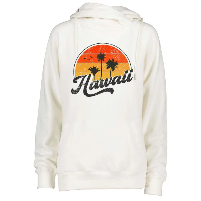 Hawaii Retro Vintage Sunset Womens Funnel Neck Pullover Hood