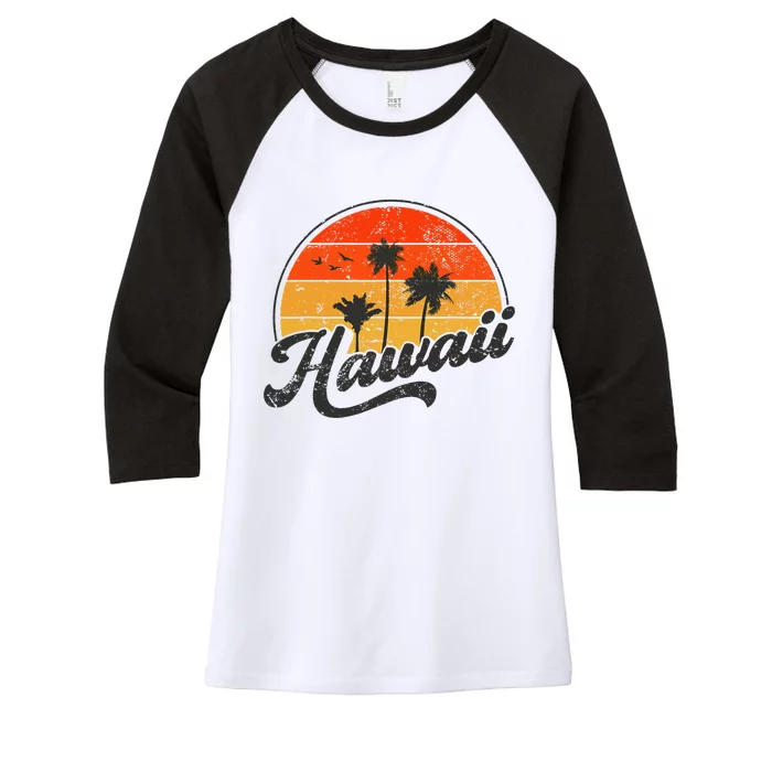 Hawaii Retro Vintage Sunset Women's Tri-Blend 3/4-Sleeve Raglan Shirt