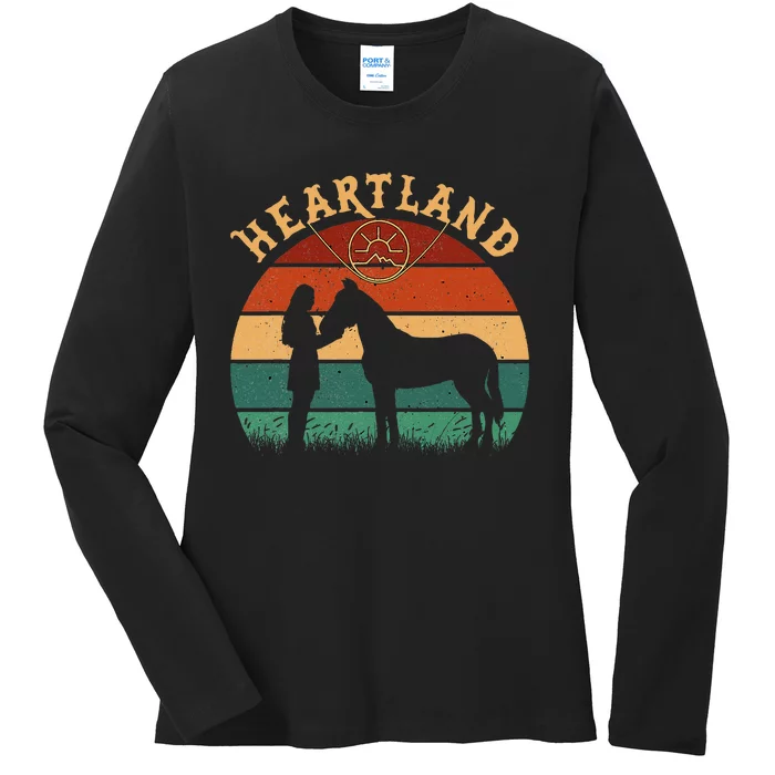 Heartland Retro Vintage Sunset Ladies Long Sleeve Shirt