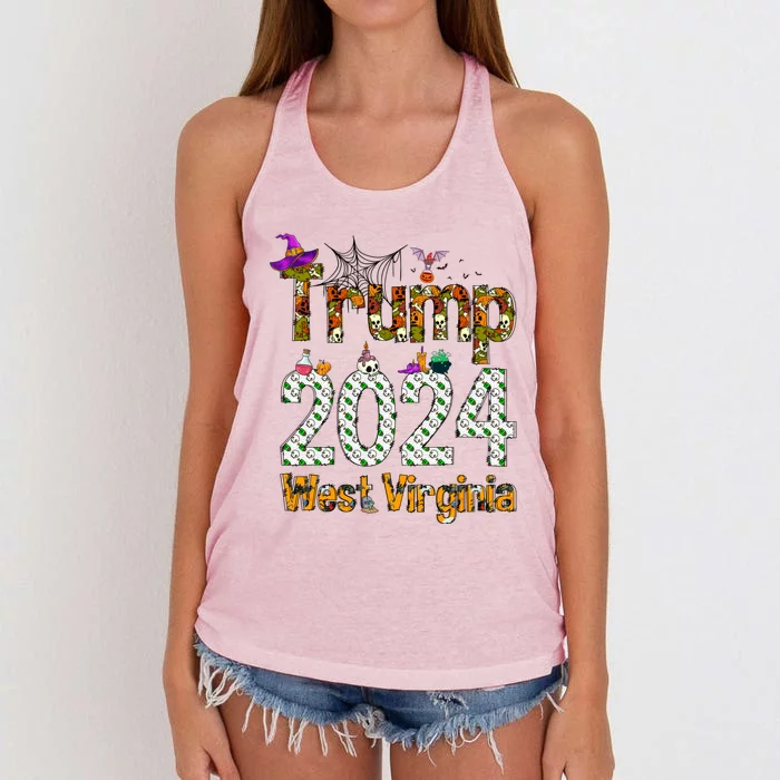 Halloween Reelect Vote For Donald Pro Trump Republican Gift Women's Knotted Racerback Tank