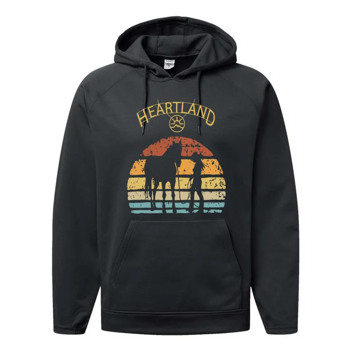 Heartland Retro Vintage Sunset Performance Fleece Hoodie