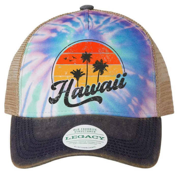 Hawaii Retro Vintage Sunset Legacy Tie Dye Trucker Hat