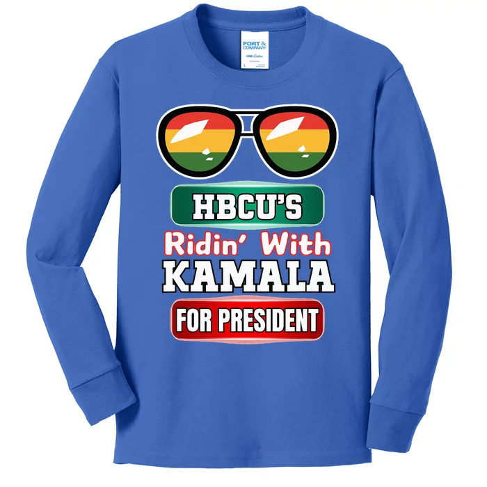 Hbcu Ridin With Kamala Historical HbcuS United 2024. Hbc Kids Long Sleeve Shirt