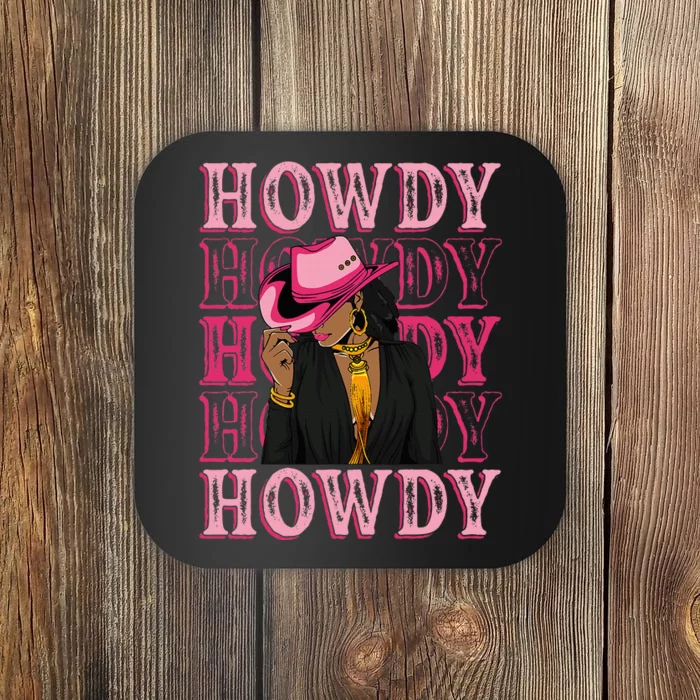 Howdy Retro Western Black Cowgirl African American Coaster